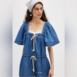 Free People Country Line Denim Romper